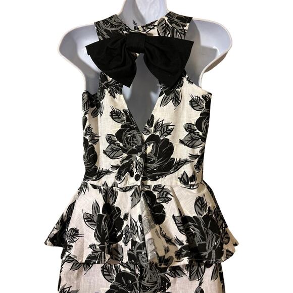 Vtg Italian Dressing Square Peplum, Blk/Wht Cocktail Dress, 40s inspired USA 5/6 - Picture 5 of 9